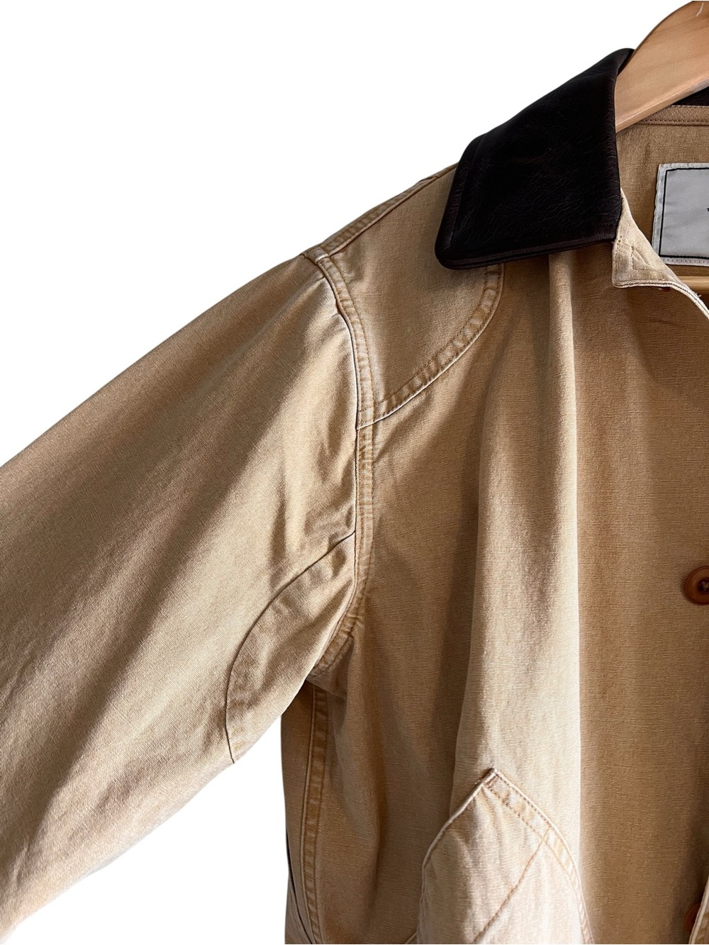 THE GREAT. Tan Barn Jacket with Dark Brown leather Collar excellent condition - Picture 7 of 15